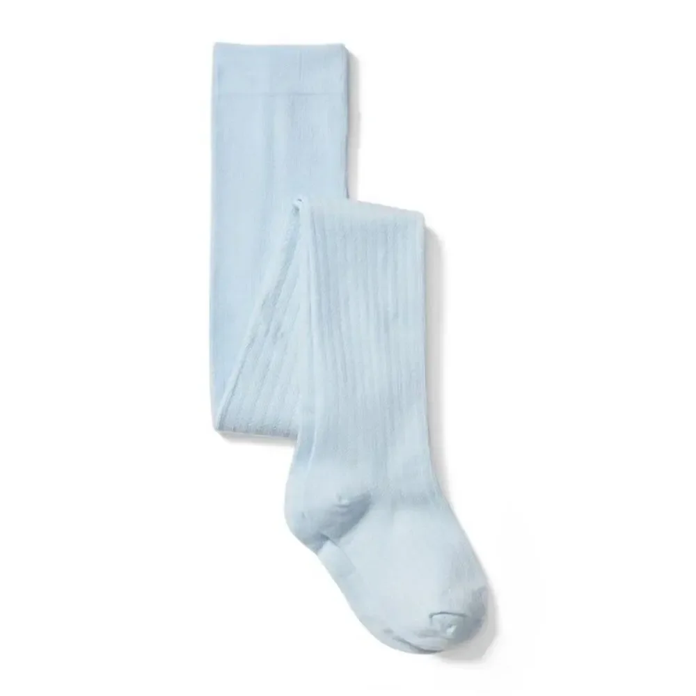 Janie and Jack Sky Blue Ribbed Tights, 0-6M - NEW -